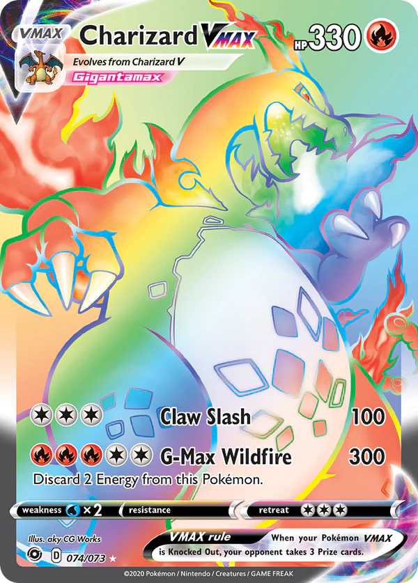 Charizard VMAX 074/073 Rainbow Rare Pokémon card